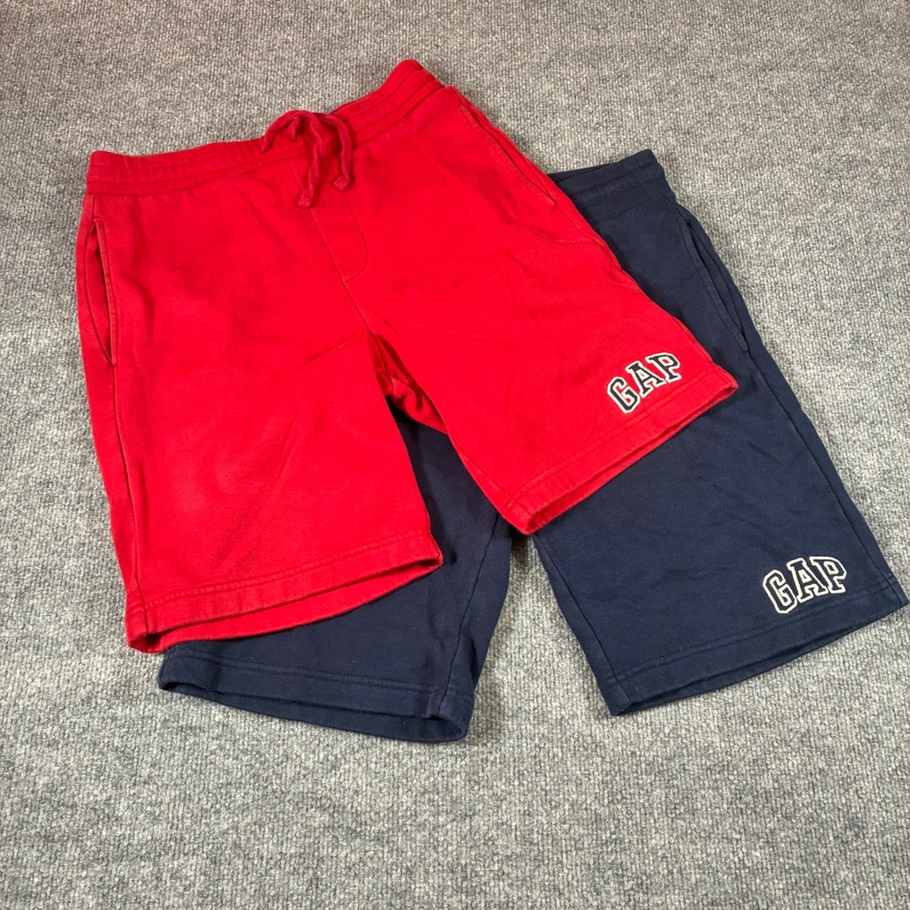 Gap Fleece Shorts Lot of 2 Mens S Red Navy Logo Drawstring Pockets